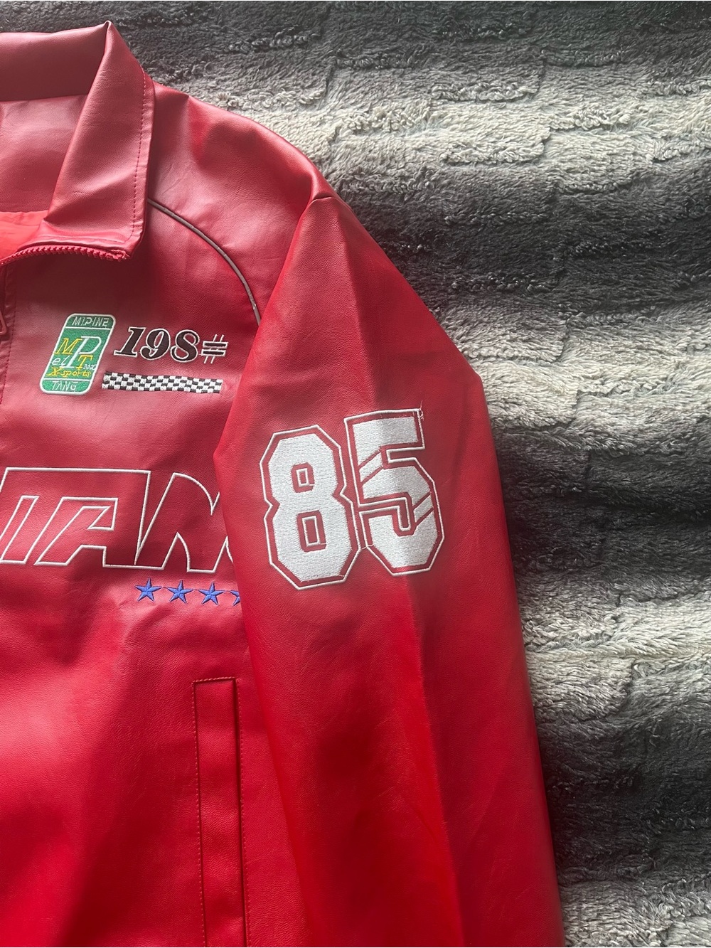 Red leather Racing Jacket - Picture 5 of 5